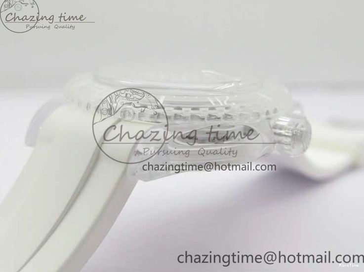 MiroTime 0129 Durable Submariner Phantomlab Transparent KZF Best Edition Blue Moon Dial on White Rubber Strap VR 2564